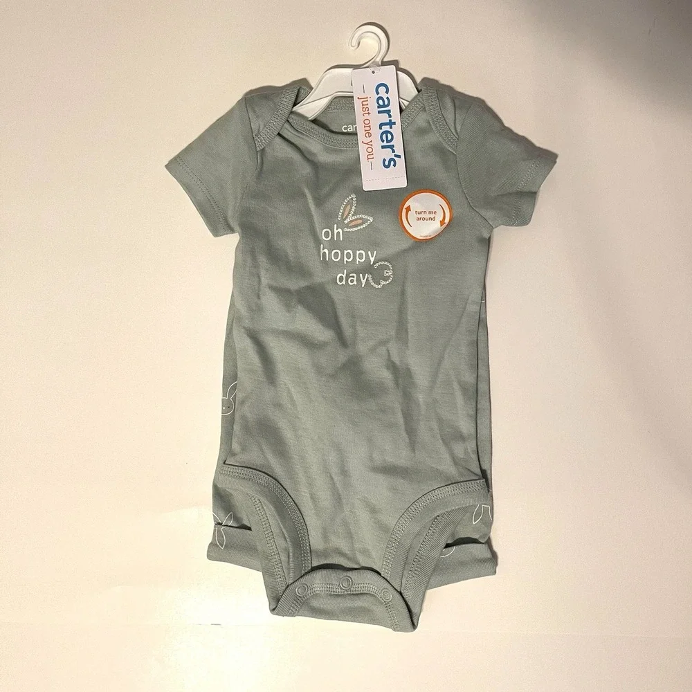 Carter's Baby Boy Outfit Set Newborn Plaid Bodysuit Bunny Pants NWT‎